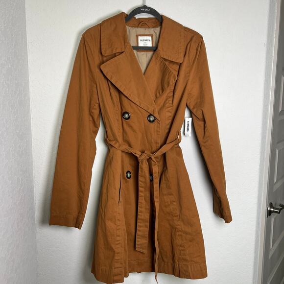 Old Navy Women's Amber Colored Trench Coat Size L NEW - Picture 1 of 9